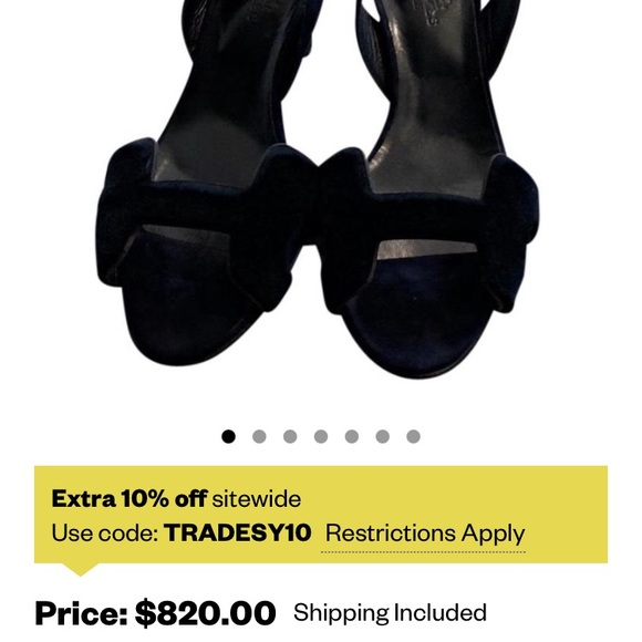 Hermès Ladies Suede Sandals 37 black EV287 - Picture 9 of 9